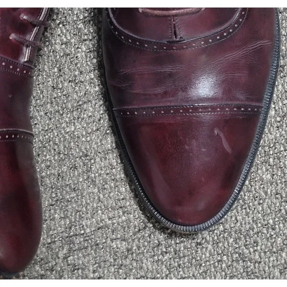 Santoni‎ S/2 Men's Burgundy Cap Toe Vero Cuoio Sole Dress Shoes 81102 Size 14 D